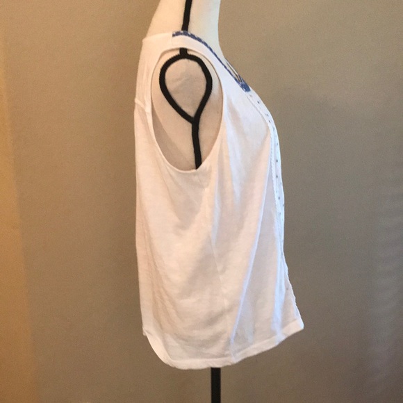 Talbots, sleeveless, Cotton, Embroidered Top (L) - Picture 5 of 6